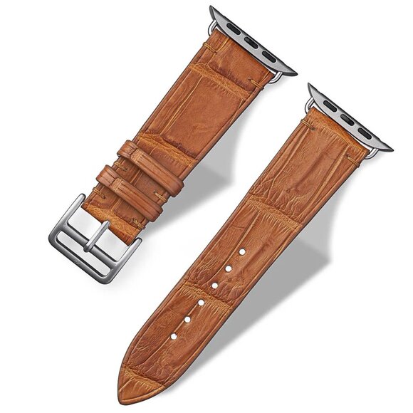 Premium Alligator Leather Band for Apple Watch - Autumn Orange Color main image 5
